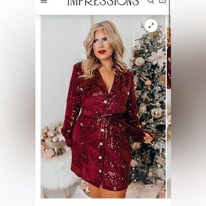 Red sequin blazer dress from impressions size 2X